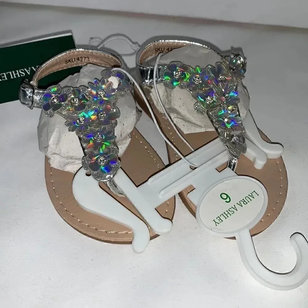 NWT Laura Ashley kids Holographic Sandals